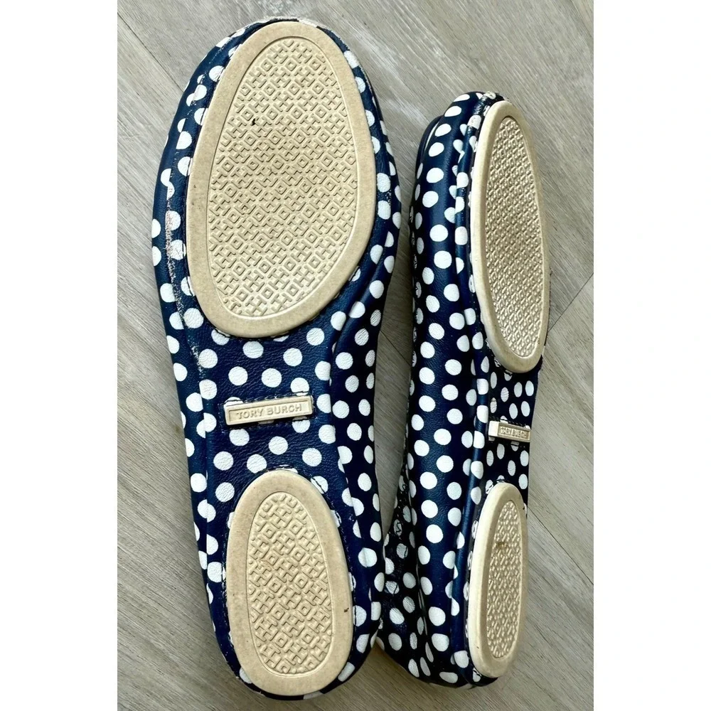 Tory Burch Navy White Polka Dot Reva Ballet Flats Women's Size 4.5-5